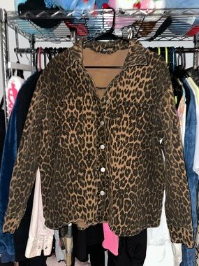Lovesick Leopard Print Jean Jacket - Brown/Black